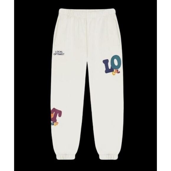 MADHAPPY LOCAL OPTOMIST SWEATPANTS WHITE/TOFU - Picture 1 of 7